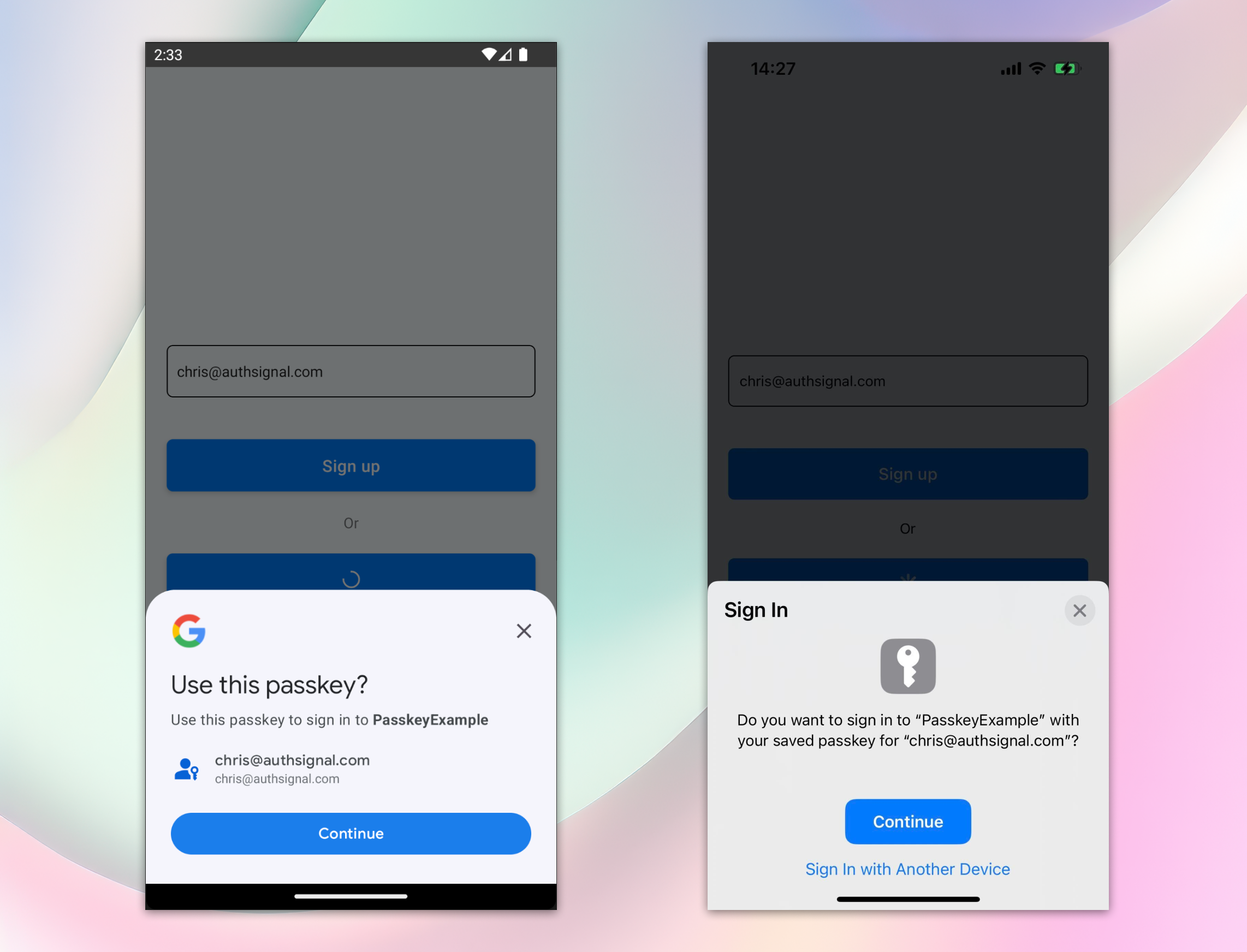 Android and iOS native passkey prompts